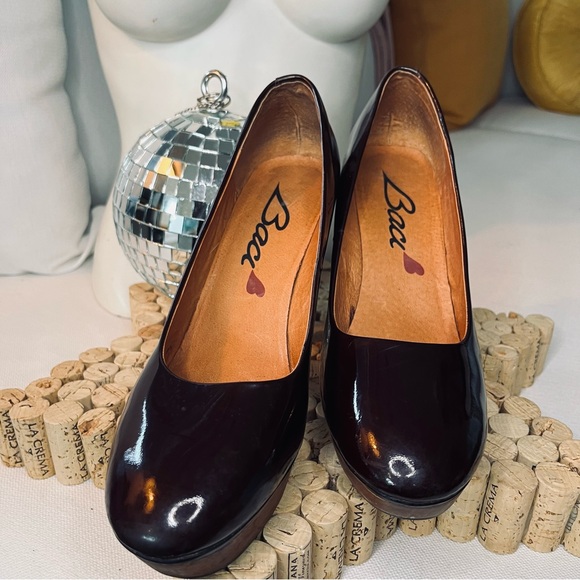 BACI Patent Leather Stiletto Heels Platform STYLE:LUCKY Maroon 9M Preowned - Picture 2 of 10
